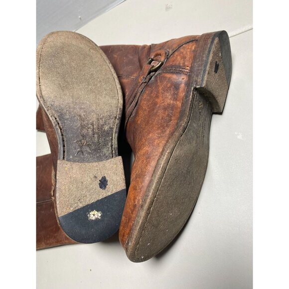 Frye Leather Phillip Ring Harness Boots Women 7.5 B Tall Brown Equestrian Buckle - Picture 6 of 16